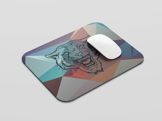 Majestic Roar: Lion Face on Vivid Background Mouse Pad