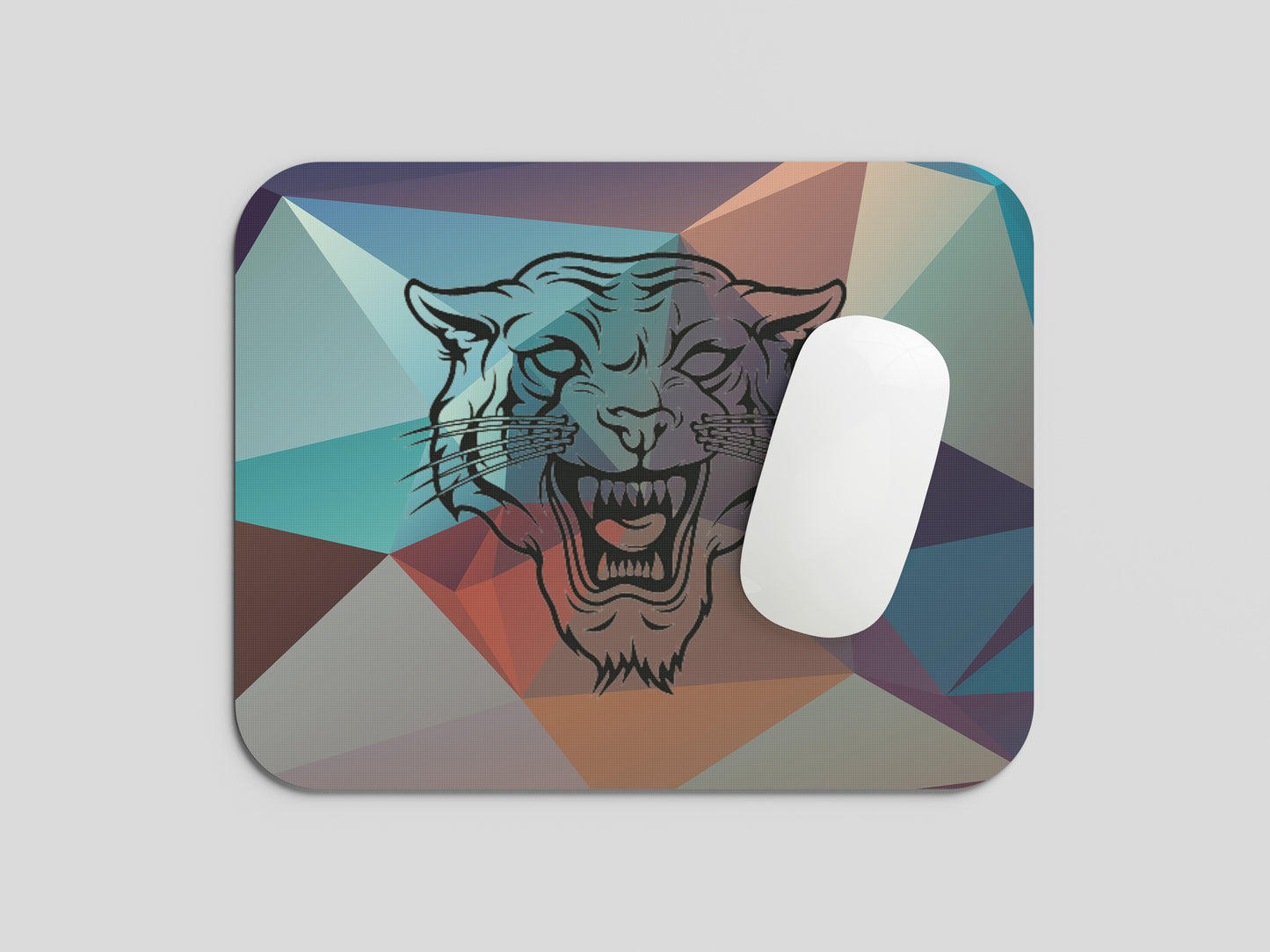 Majestic Roar: Lion Face on Vivid Background Mouse Pad