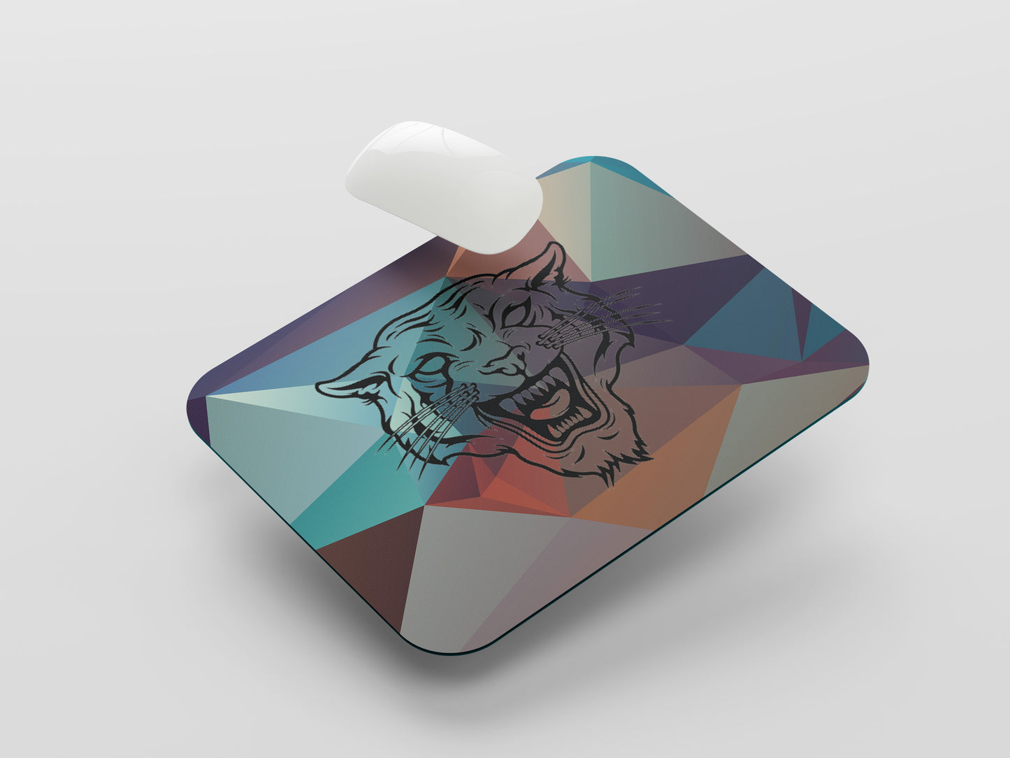 Majestic Roar: Lion Face on Vivid Background Mouse Pad